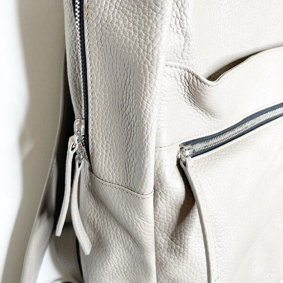 ECTU Brooklyn Italian Leather Backpack in Light Grey